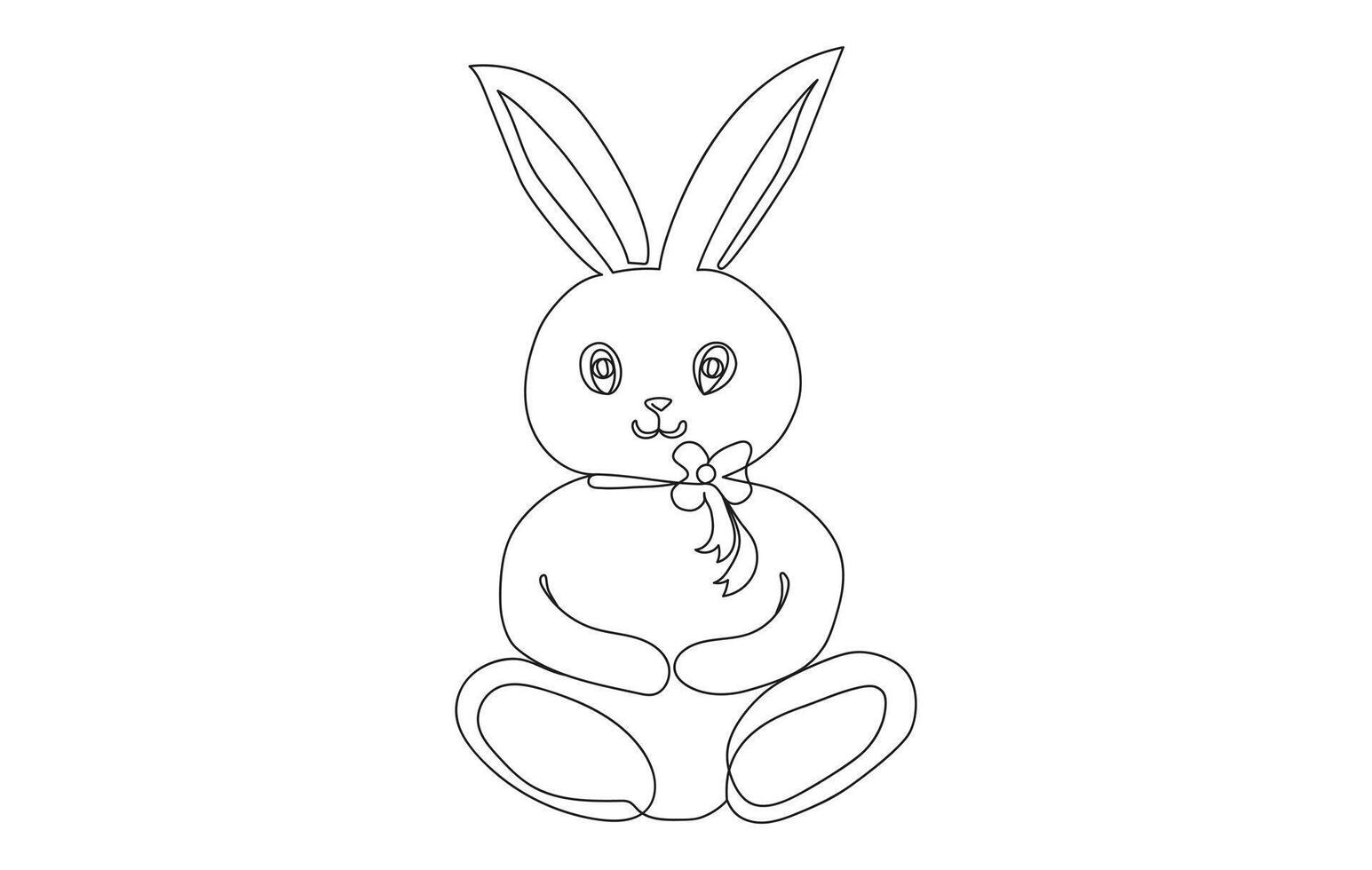 Continuous one line drawing of Rabbit. Simple line art of Easter Bunny. Isolated on a white background. Minimalist style. Design element. For print, greeting, postcard, scrapbooking vector