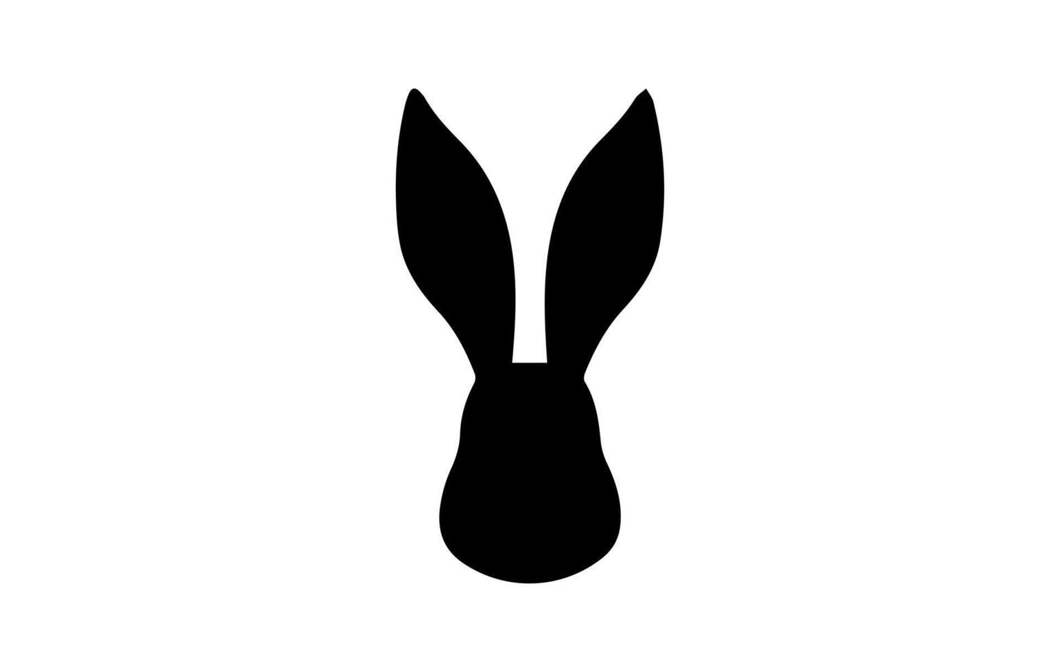 Silhouette of a rabbit head. Easter Bunny. Isolated on white background. A simple black icon of hare. Cute animal. Ideal for logo, emblem, pictogram, print, design element for greeting card vector