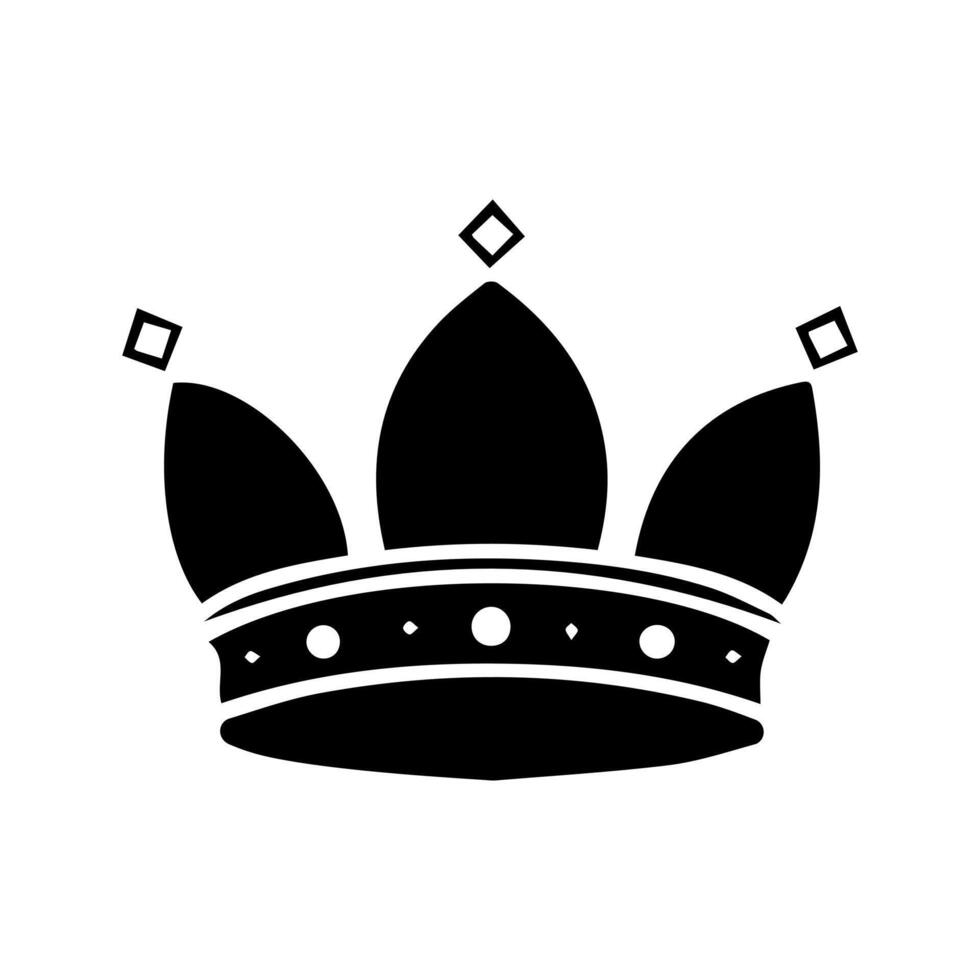 corona icono. un simple, negro silueta de un real corona. vector ilustración aislado en blanco antecedentes. ideal para logotipos, emblemas, insignias. lata ser usado en marca, web diseño.