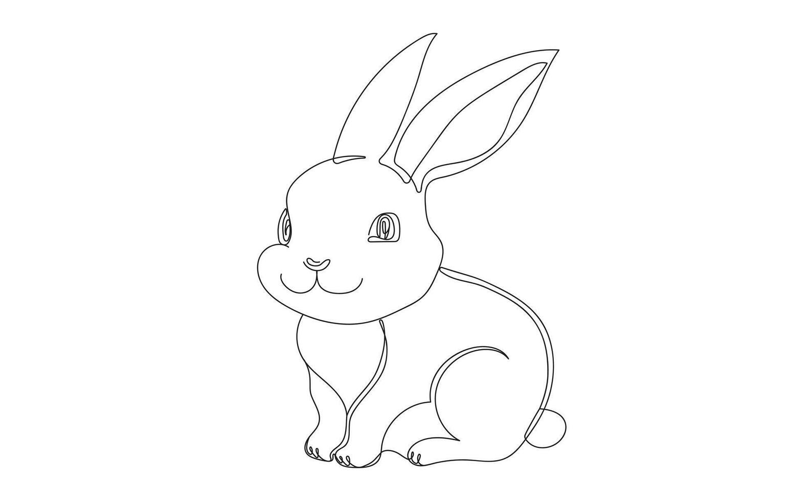 Continuous one line drawing of Rabbit. Simple line art of Easter Bunny. Isolated on a white backdrop. Minimalist style. Design element. For print, greeting, postcard, scrapbooking vector