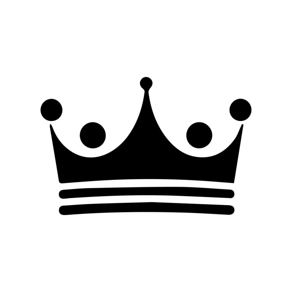 Crown Icon. A simple, black silhouette of a royal crown. Vector illustration isolated on white background. Ideal for logos, emblems, insignia. Can be used in branding, web design.