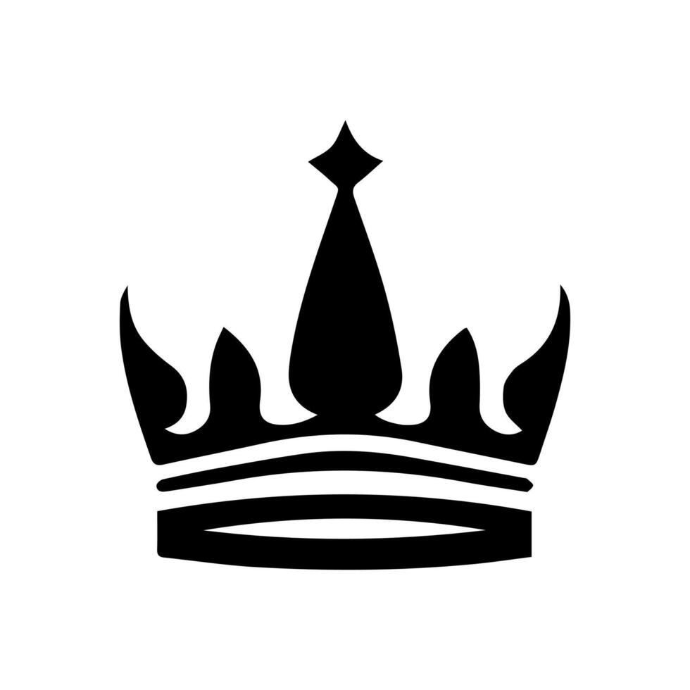 Crown Icon. A simple, black silhouette of a royal crown. Vector illustration isolated on white background. Ideal for logos, emblems, insignia. Can be used in branding, web design.