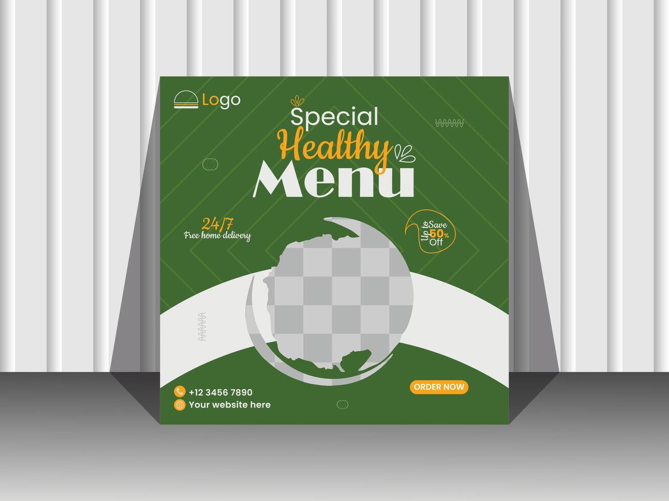 special healthy food menu social media post or web banner post design template. vector