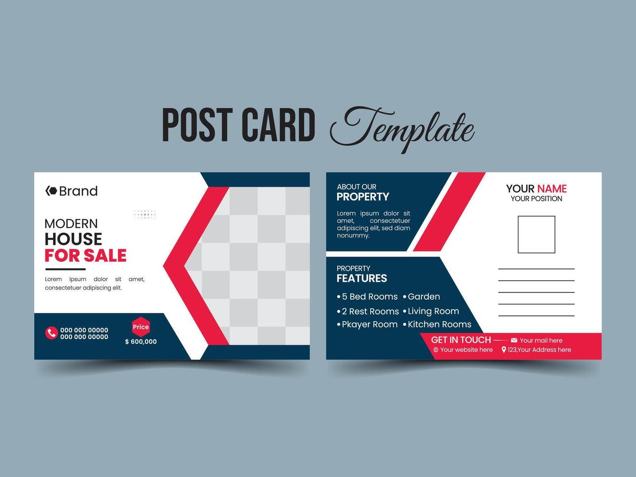 Vector real state postcard design template