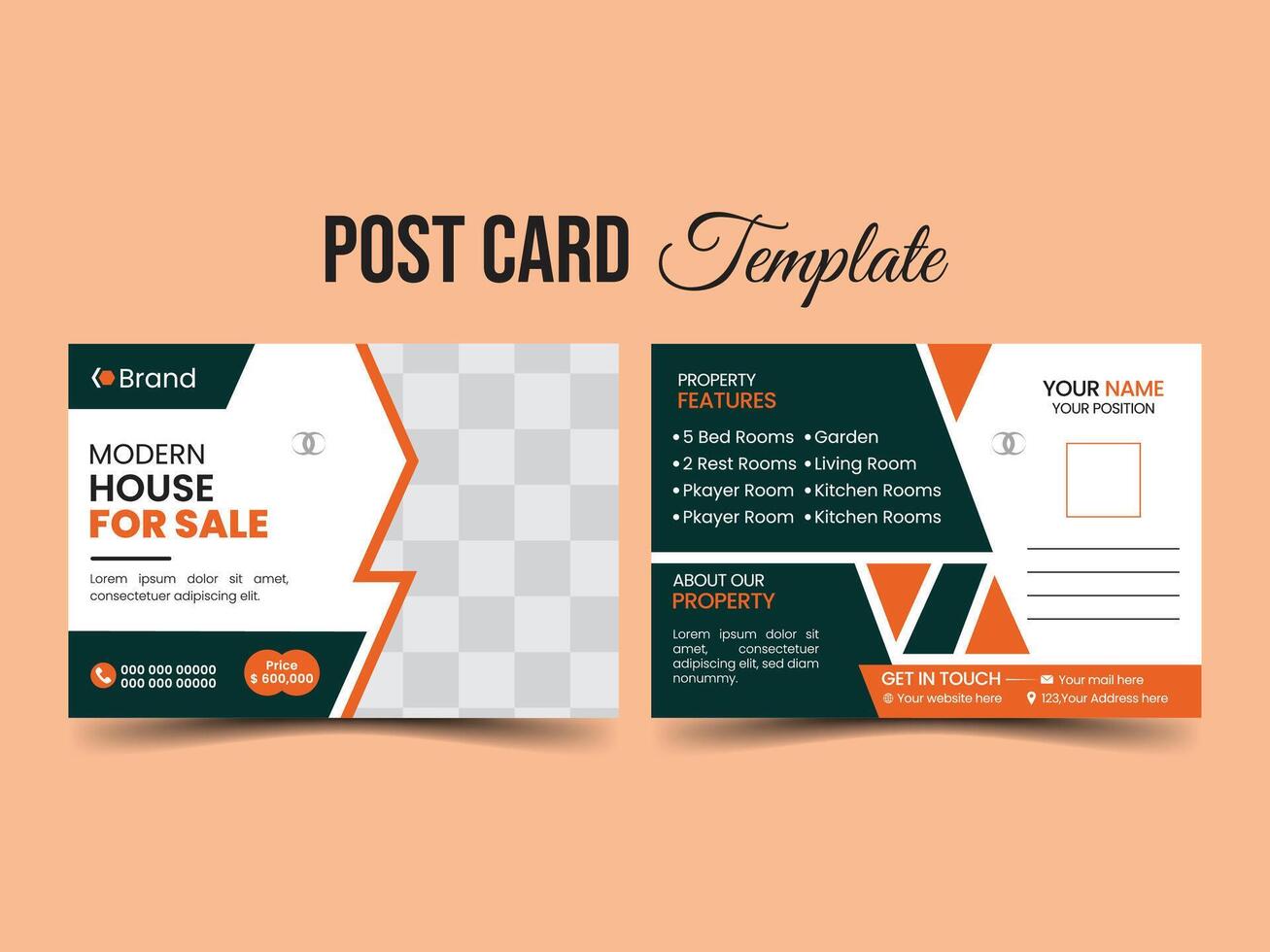 Vector real state postcard design template