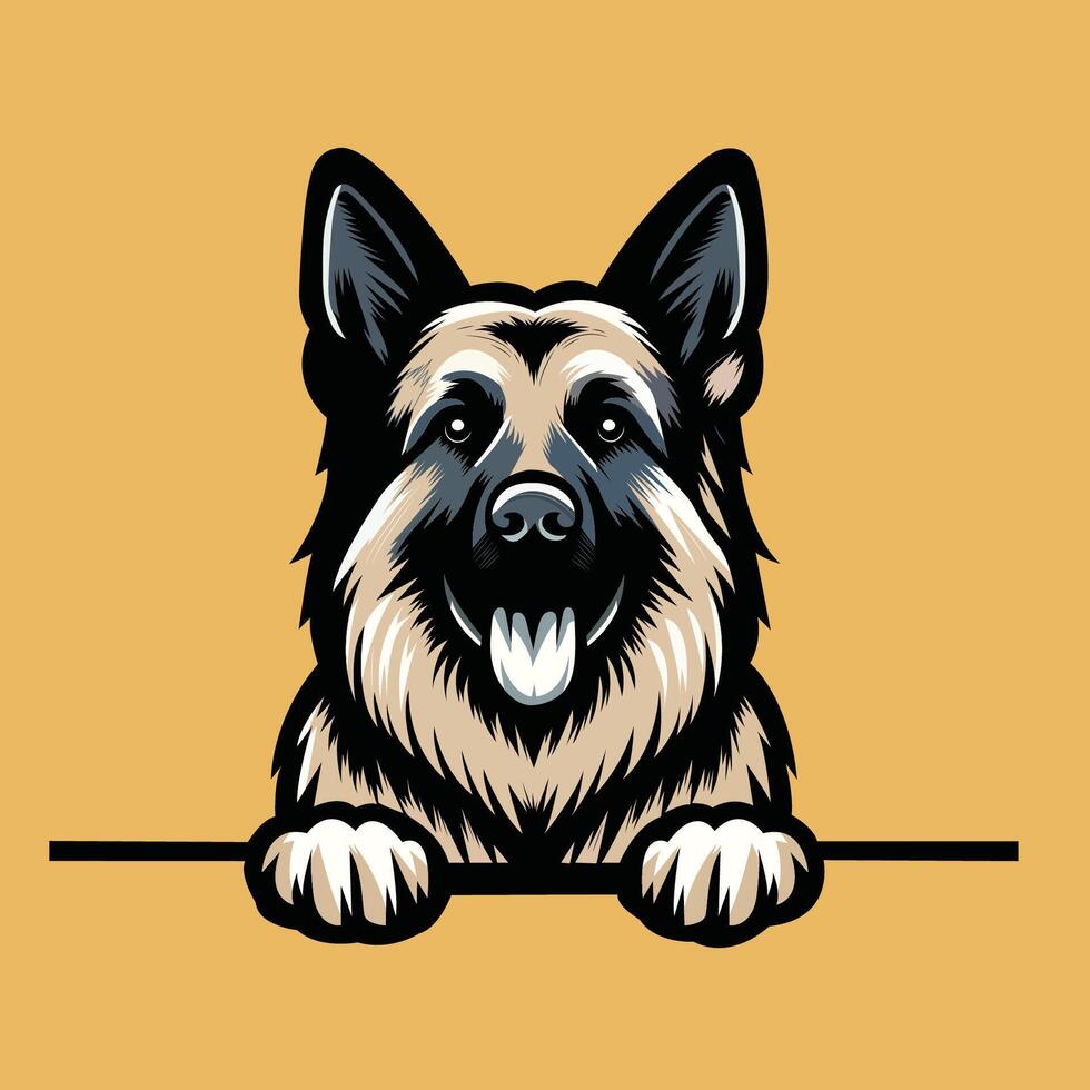 AI generated German Shepherd dog peeking illustration Pro vector