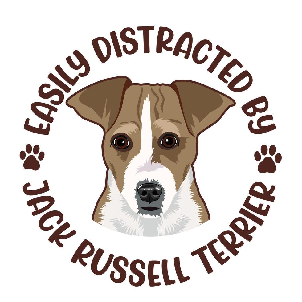 fácilmente distraído por Jack Russell terrier perro tipografía camiseta diseño Pro vector