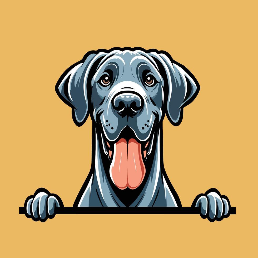 AI generated Great Dane dog peeking illustration Pro vector