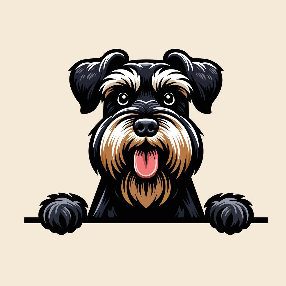 AI generated Giant Schnauzer dog peeking Face illustration Free vector