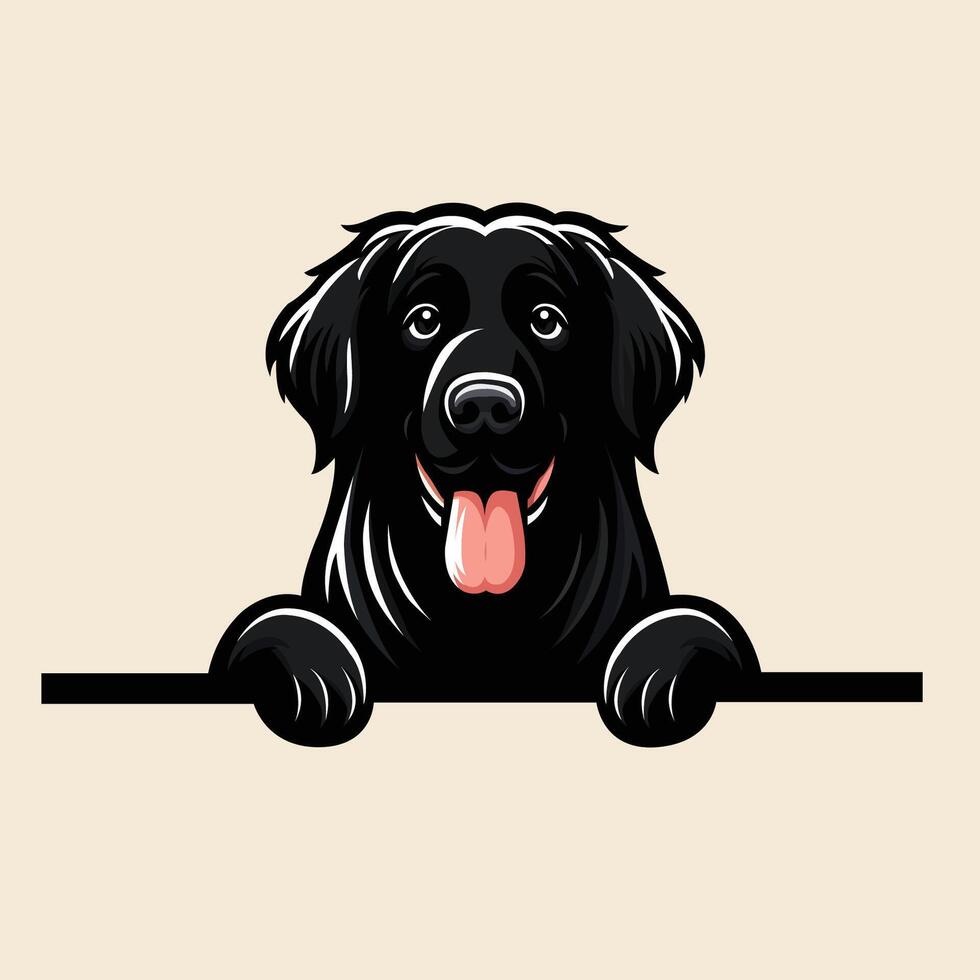 AI generated Flat-coated Retriever dog peeking Face illustration Free vector