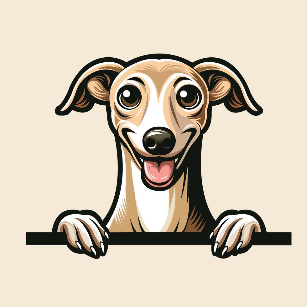 AI generated Italian Greyhound dog peeking Face illustration Pro vector