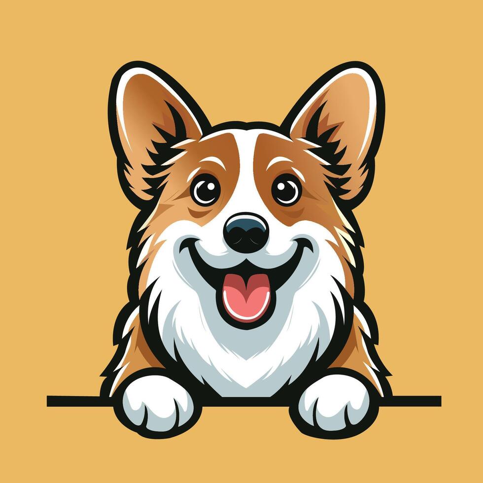 AI generated Pembroke Welsh Corgi dog peeking illustration Pro vector