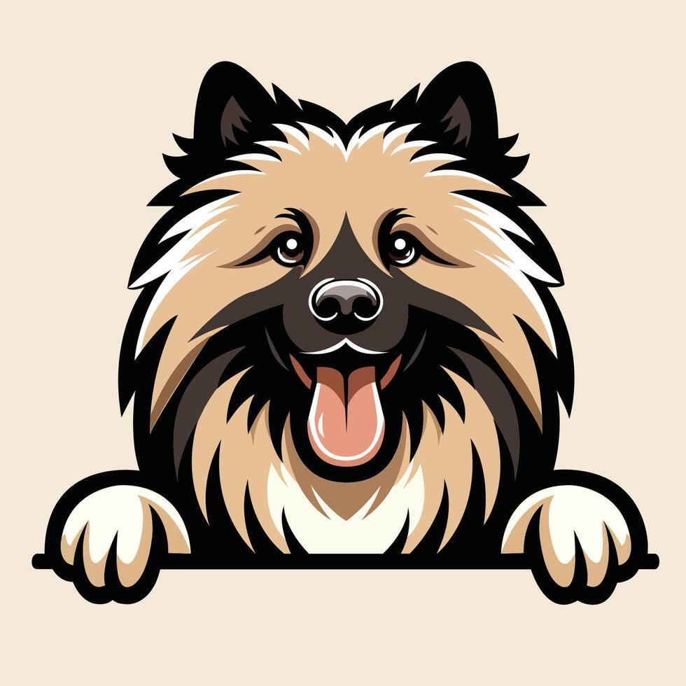 AI generated Keeshond dog peeking Face illustration Free vector