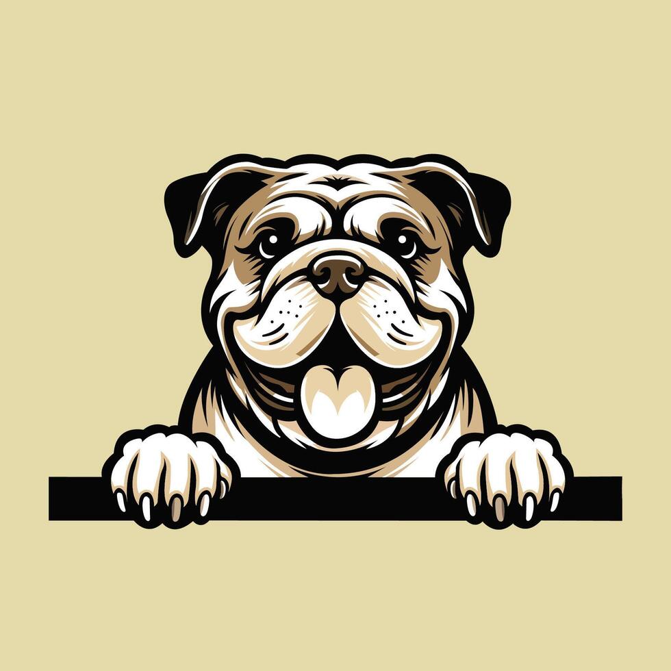 AI generated Bulldog dog peeking illustration Pro vector