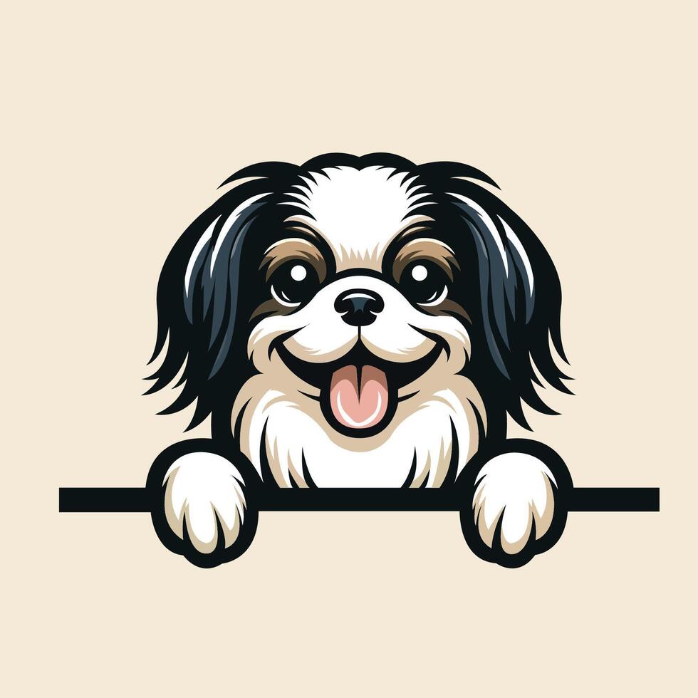 AI generated Japanese Chin dog peeking Face illustration vector