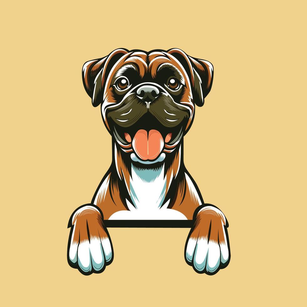 AI generated Boxer dog peeking illustration Pro vector