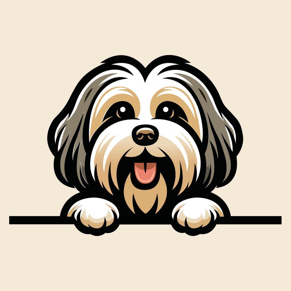 AI generated Havanese dog peeking Face illustration vector