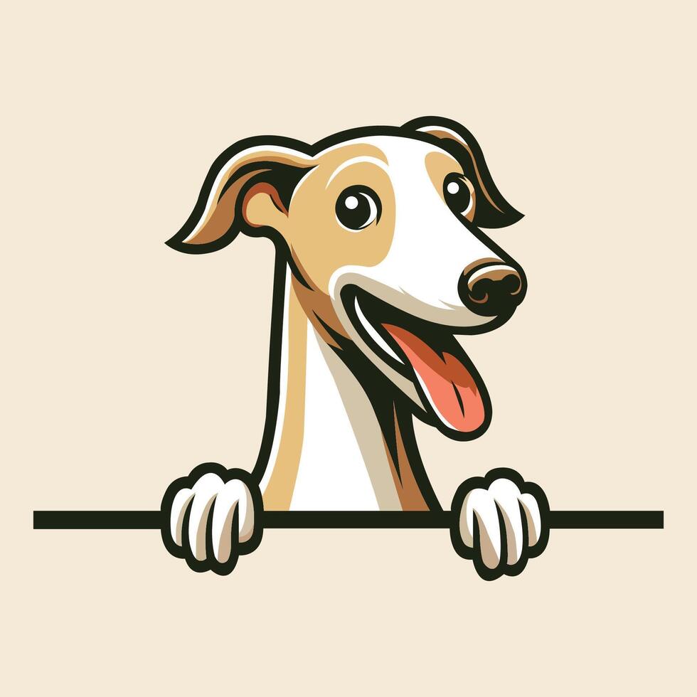 AI generated Greyhound dog peeking Face illustration Pro vector