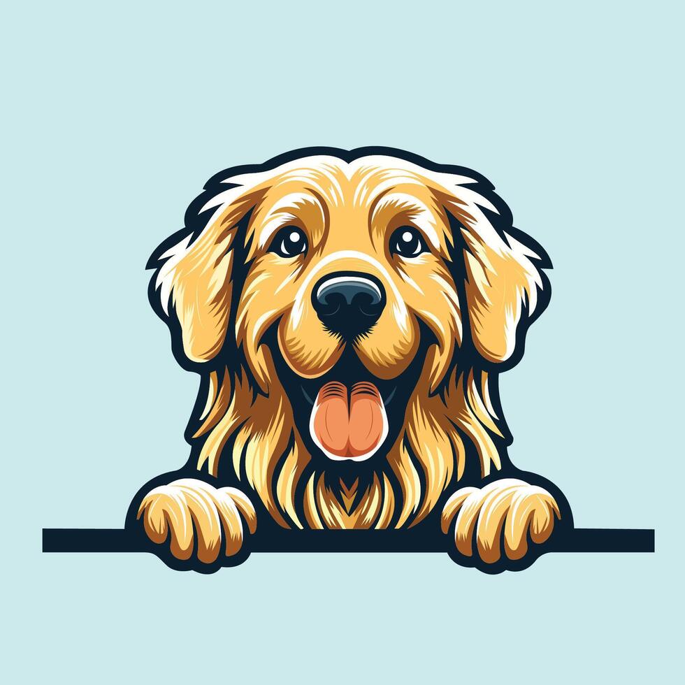 AI generated Golden Retriever dog peeking illustration Pro vector