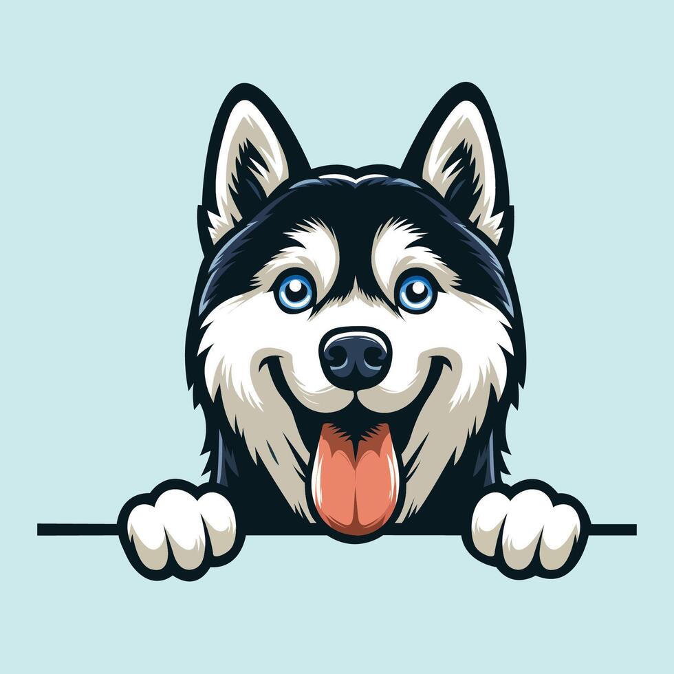 AI generated Siberian Husky dog peeking illustration Pro vector