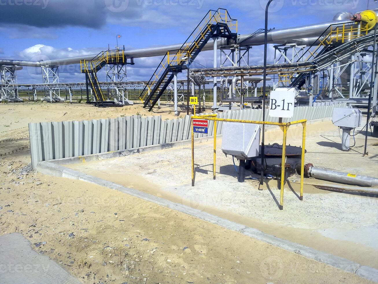 The site of the drainage tank at the gas metering station, which goes to the torch photo