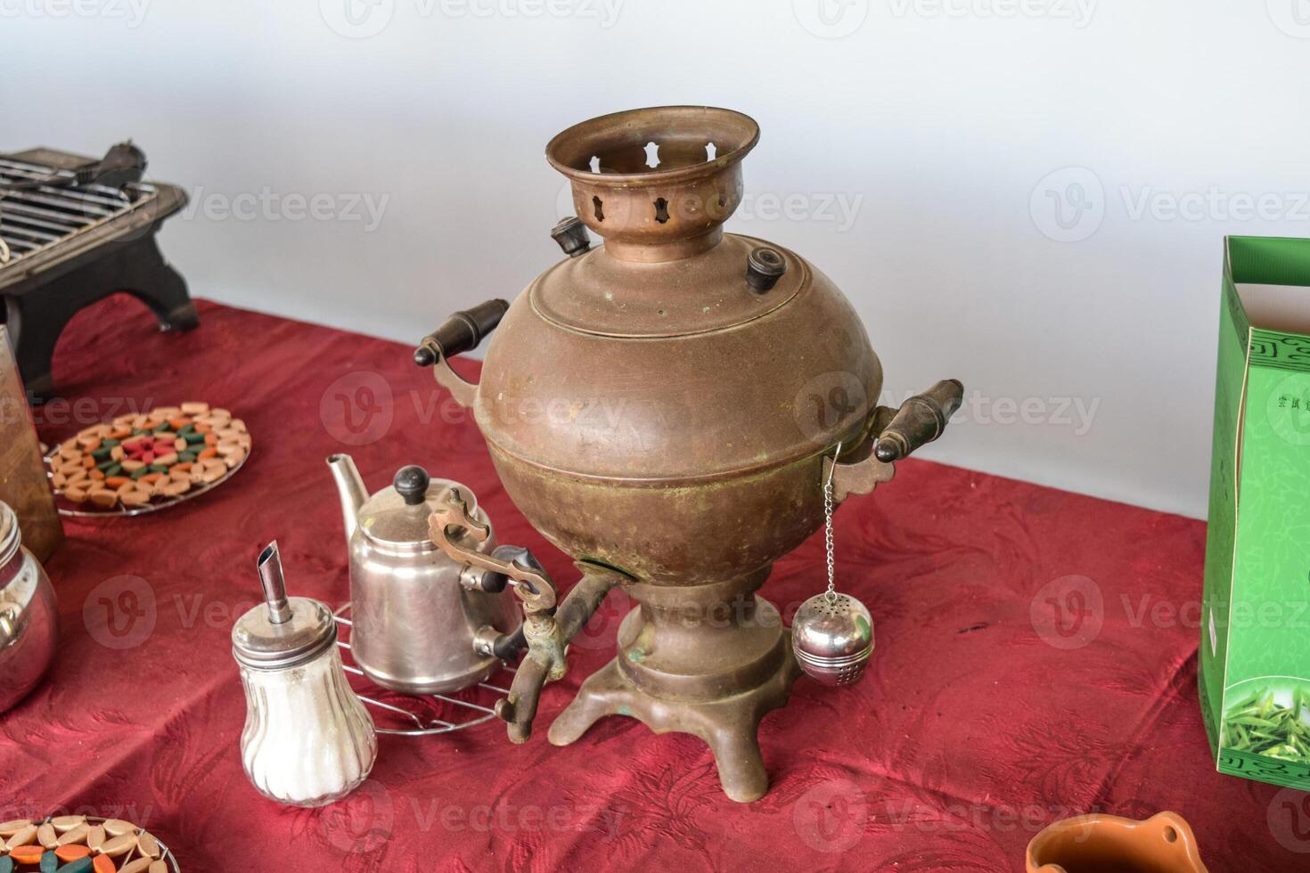 Russian somovar. The device for making tea in the autonomous con photo