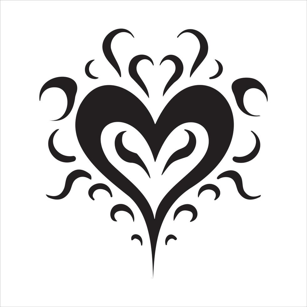 Heart tattoo design flames and fire, heart and love symbols, gothic tattoos and print templates vector