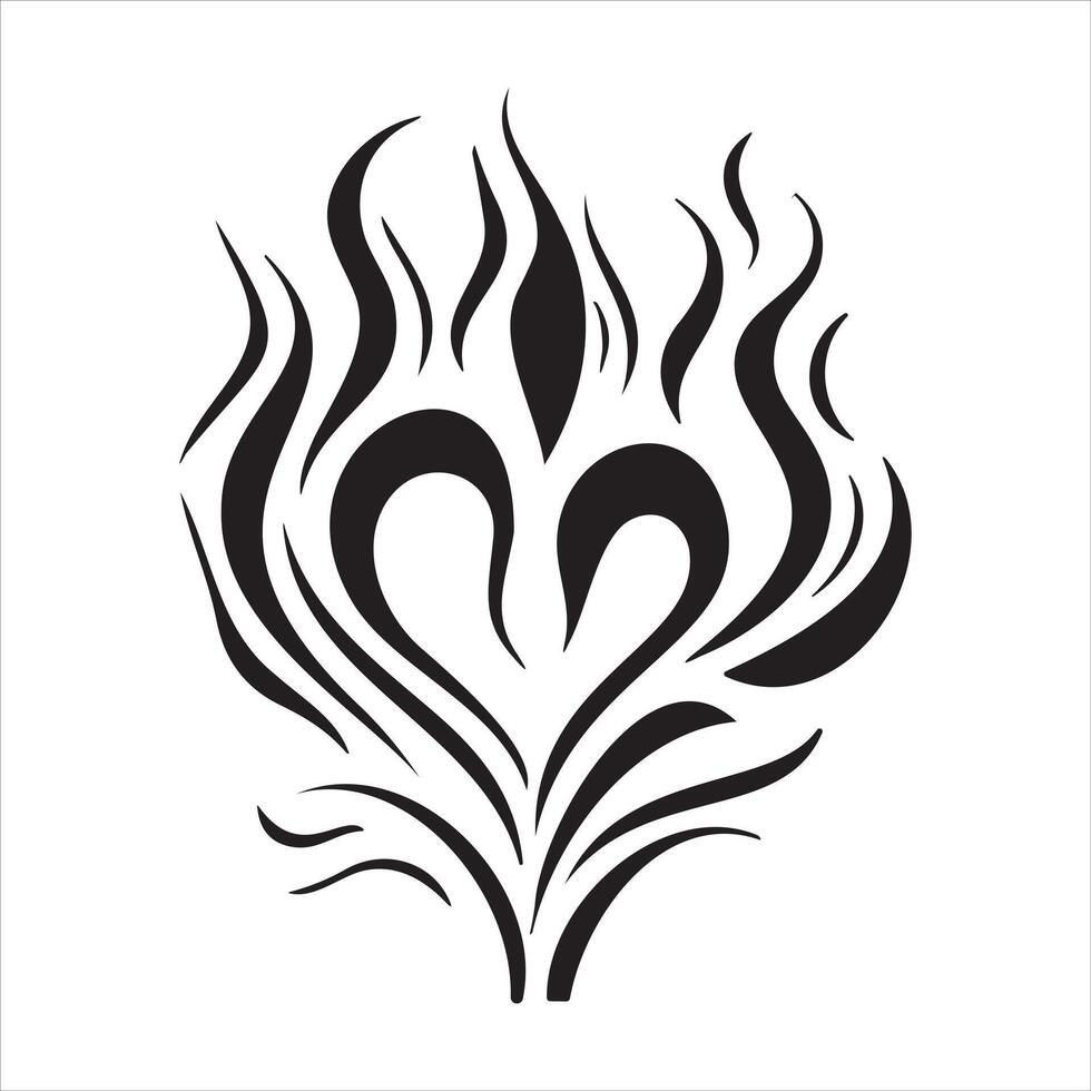 Heart tattoo design flames and fire, heart and love symbols, gothic tattoos and print templates vector