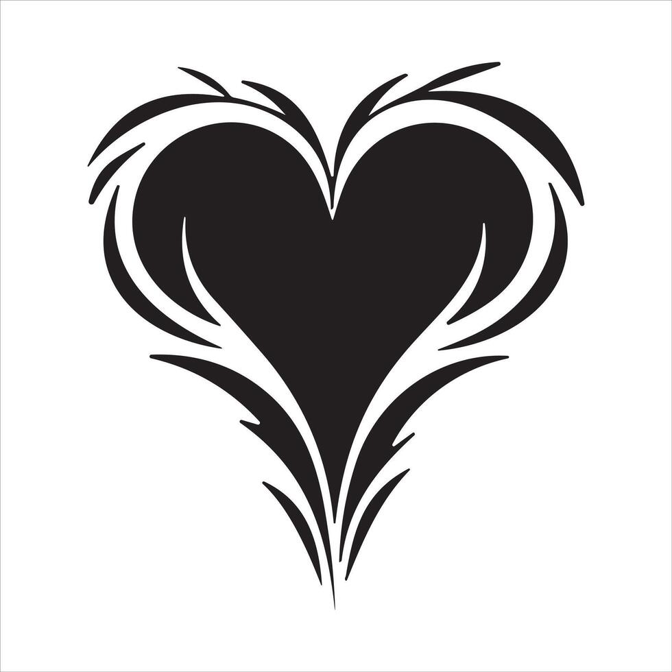 Heart tattoo design flames and fire, heart and love symbols, gothic tattoos and print templates vector