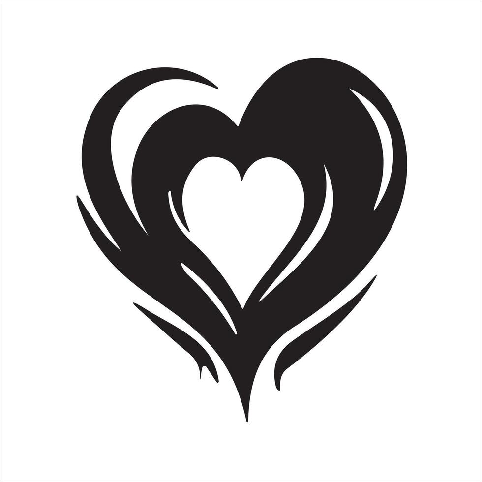 Heart tattoo design flames and fire, heart and love symbols, gothic tattoos and print templates vector