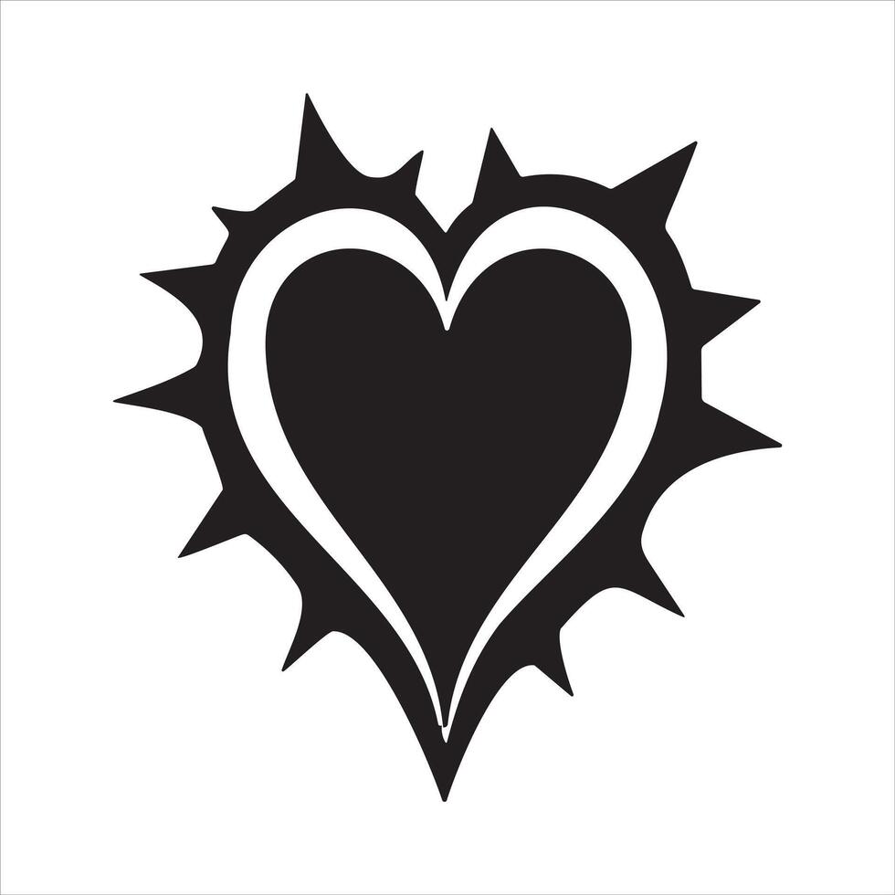 Heart tattoo design flames and fire, heart and love symbols, gothic tattoos and print templates vector