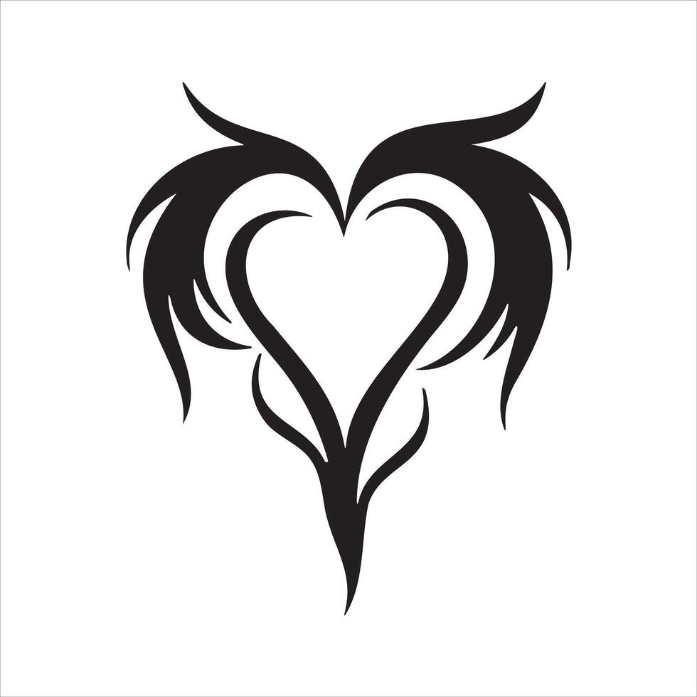 Heart tattoo design flames and fire, heart and love symbols, gothic tattoos and print templates vector