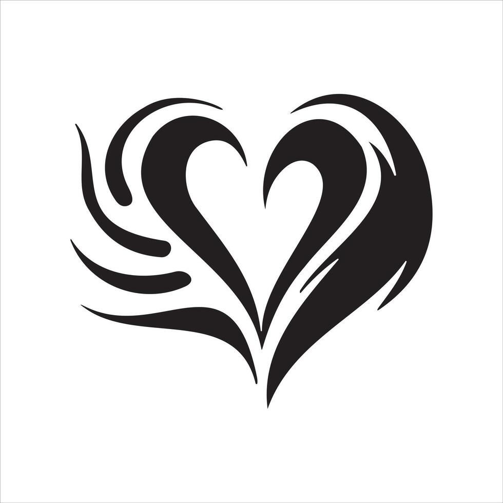 Heart tattoo design flames and fire, heart and love symbols, gothic tattoos and print templates vector