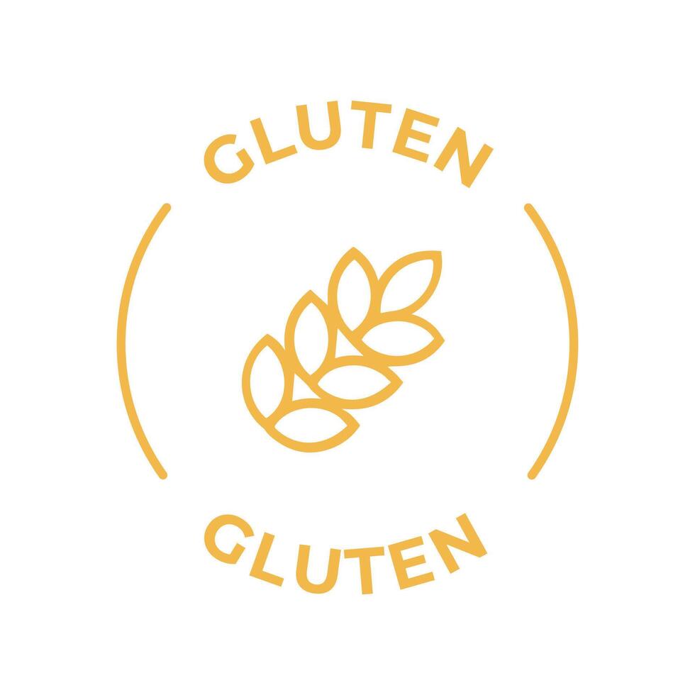Simple Isolated Vector Logo Badge Ingredient Warning Label. Colorful Allergens icons. Food Intolerance Gluten. Written in Spanish and English