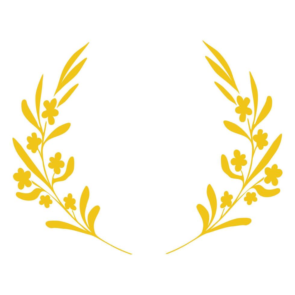 Winner wreath with long leaves and flowers vector