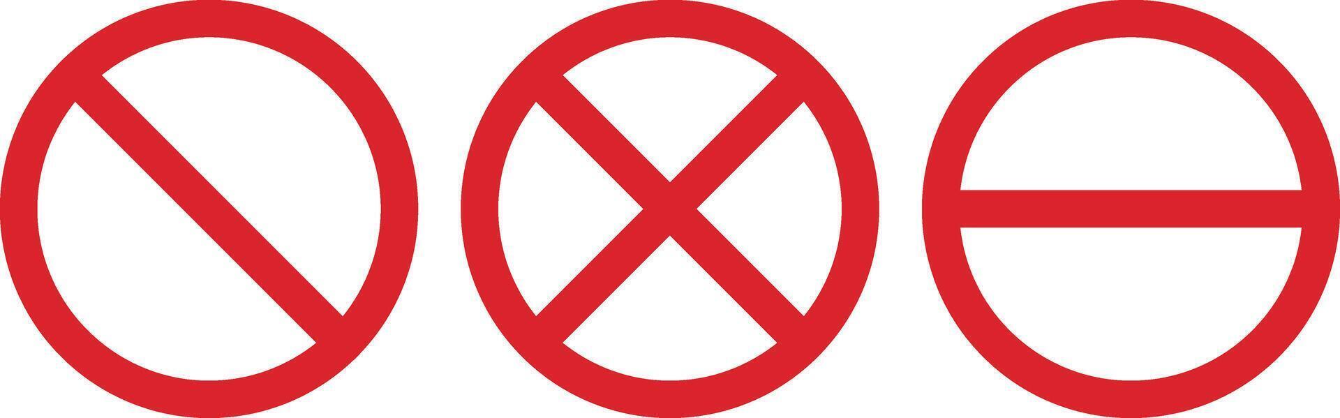 Set of close icon vector sign. Stop road prohibition sign isolated on white.