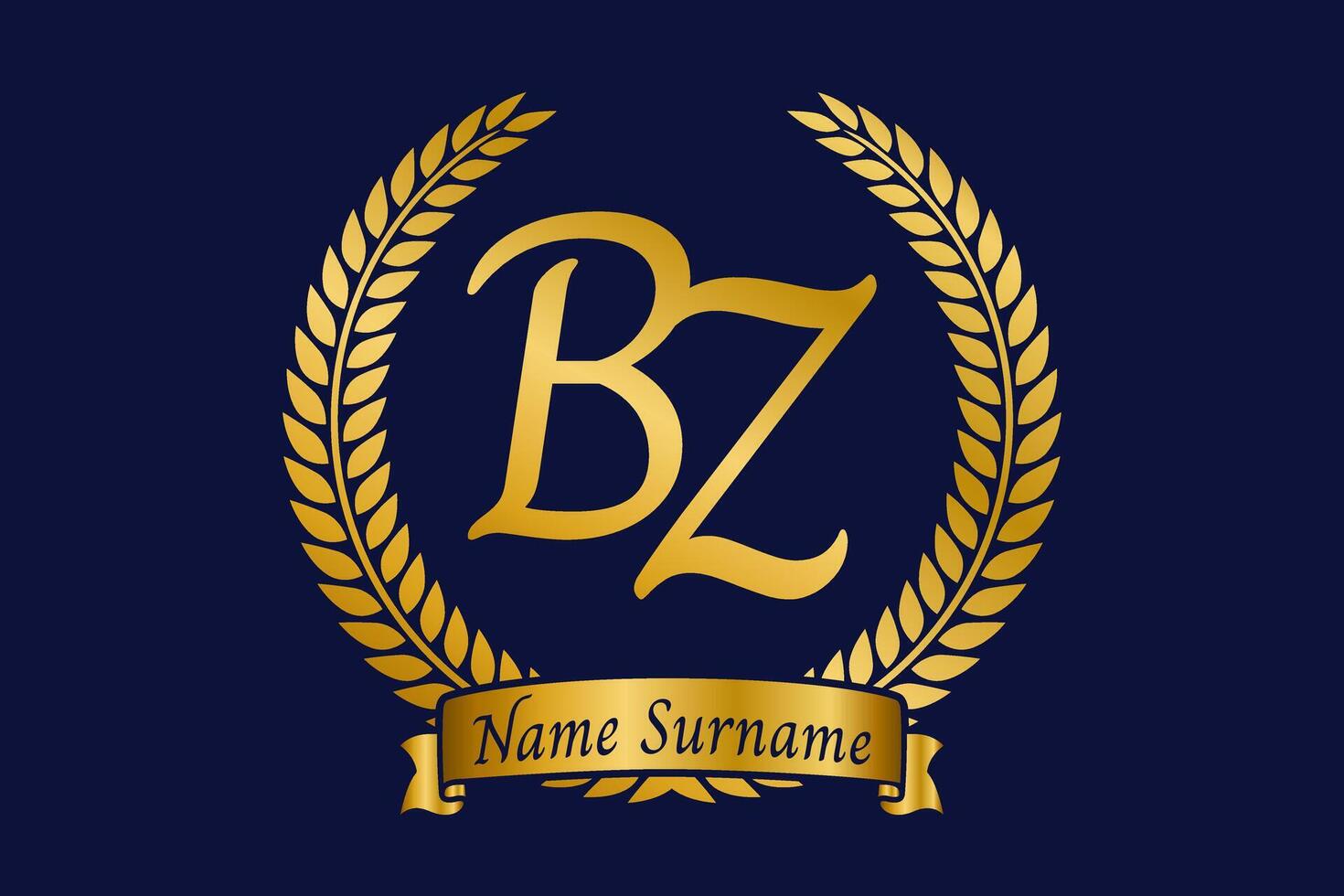 inicial letra si y z, bz monograma logo diseño con laurel guirnalda. lujo dorado caligrafía fuente. vector