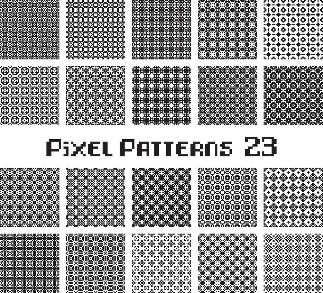 Abstract seamless pattern in pixel style. Set geometric design background. vector