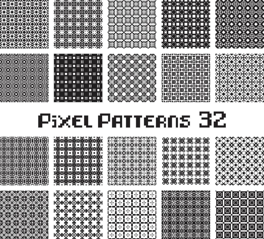 Abstract seamless pattern in pixel style. Set geometric design background. vector