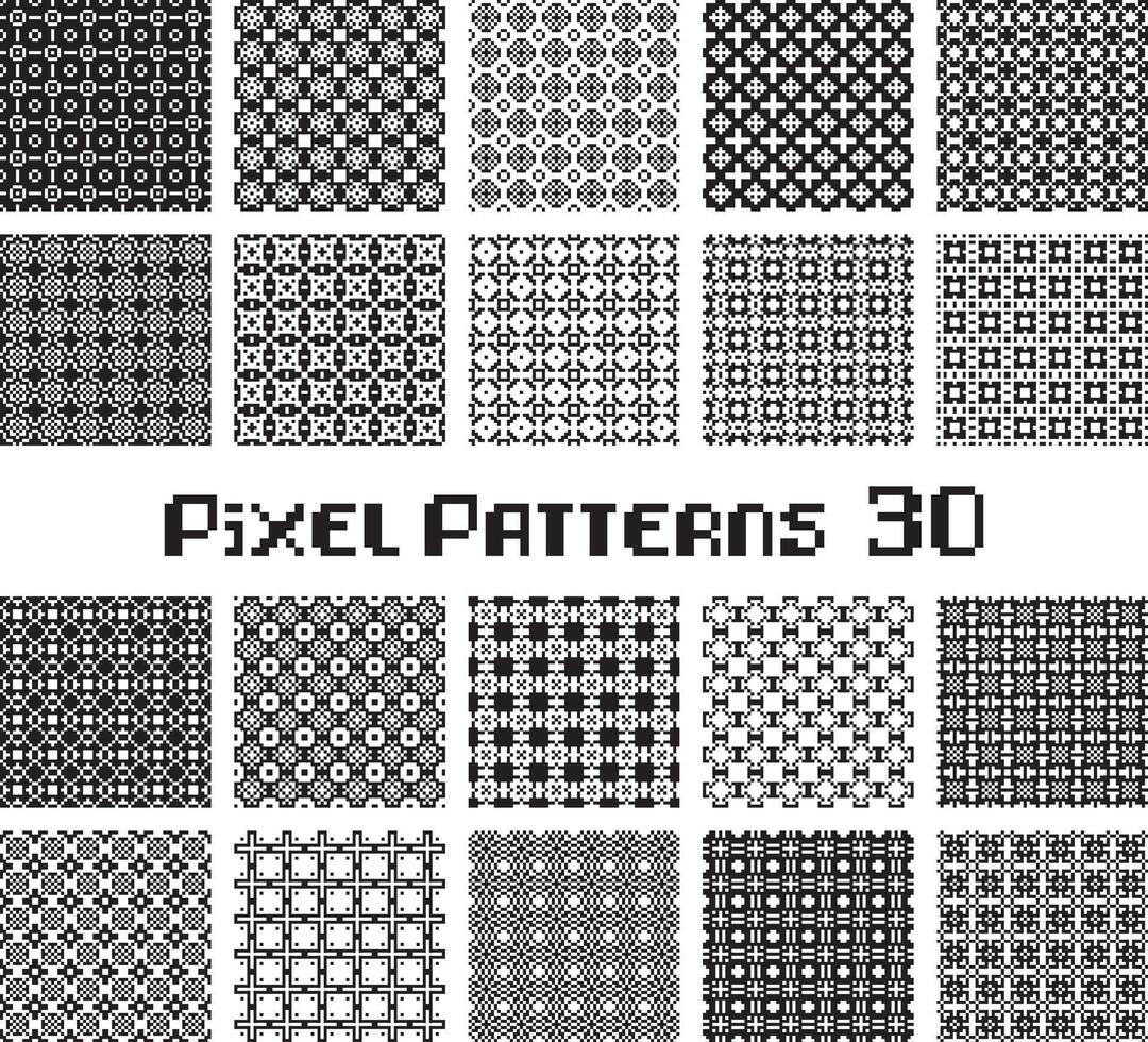 Abstract seamless pattern in pixel style. Set geometric design background. vector