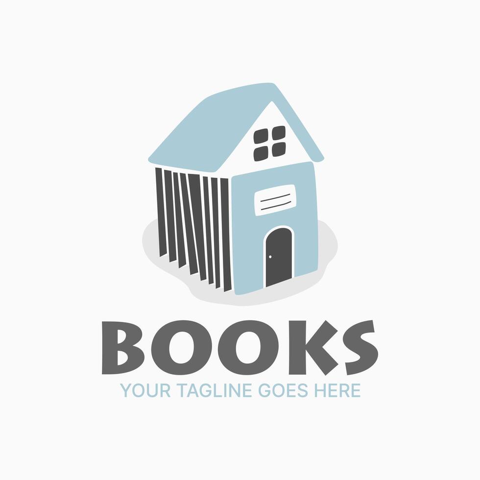 Logo design graphic concept creative abstract premium vector stock unique house home with read bottom books. Related to property education learn place