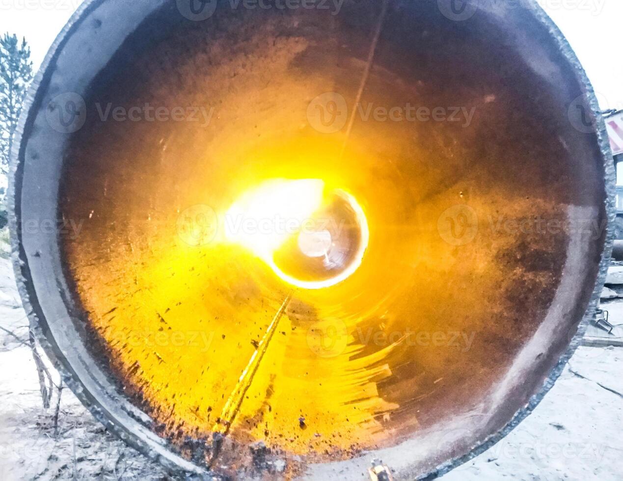 Welding seam on the pipeline. Technology of welding connections photo