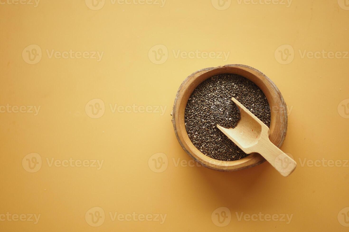 close up of chia seed in a container , photo