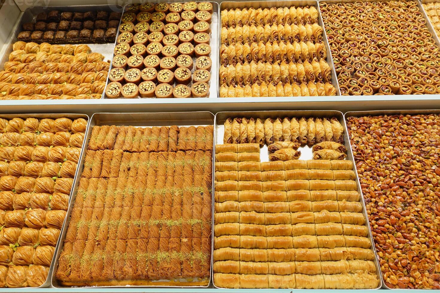 turkish dessert baklava selling at shop photo