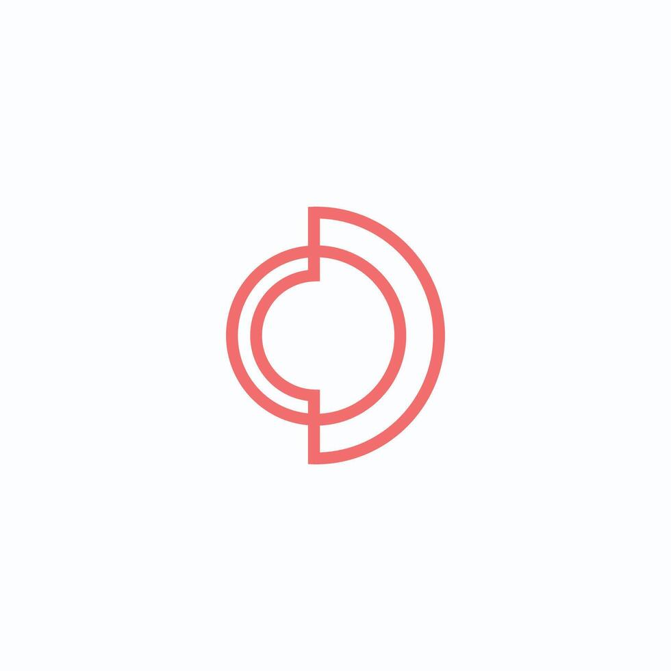 initial logo cd, dc, d inside c rounded letter negative space logo vector