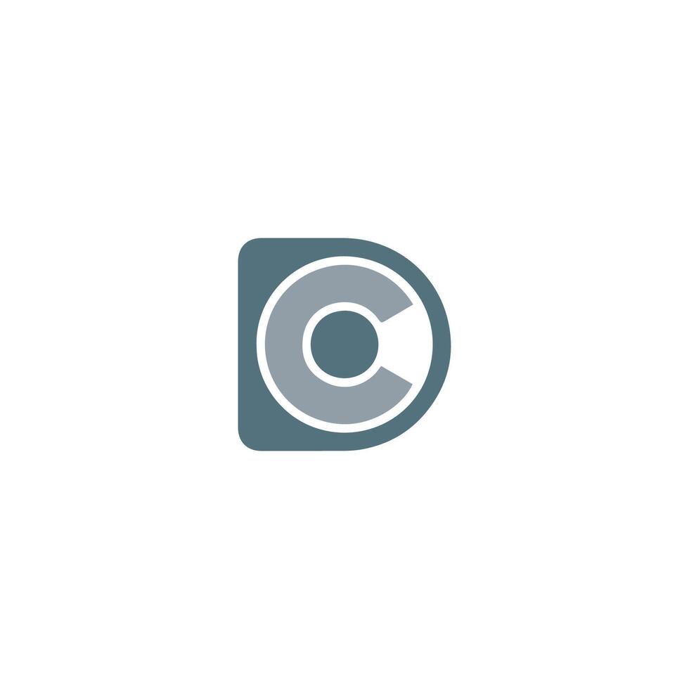 initial logo cd, dc, d inside c rounded letter negative space logo vector