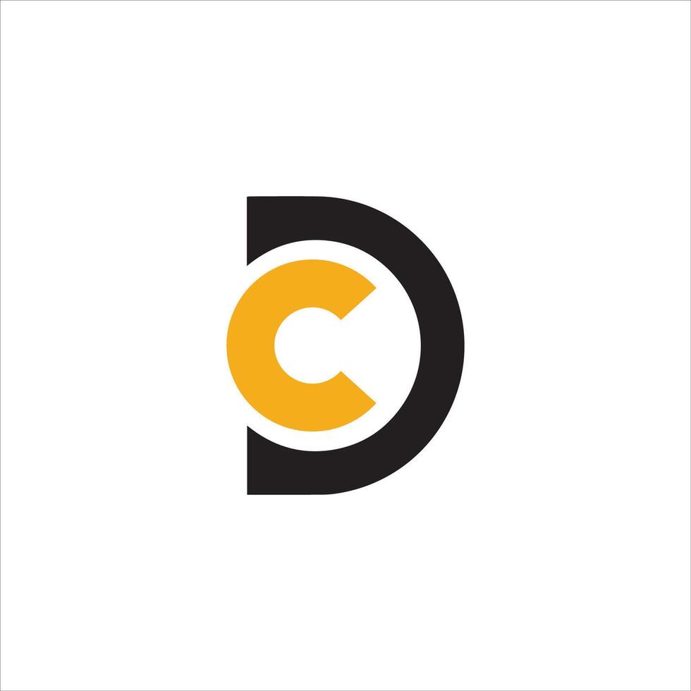 initial logo cd, dc, d inside c rounded letter negative space logo vector
