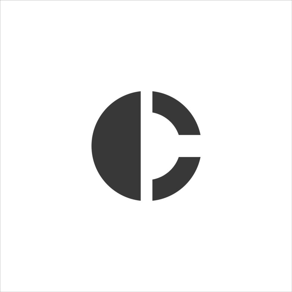 initial logo cd, dc, d inside c rounded letter negative space logo vector