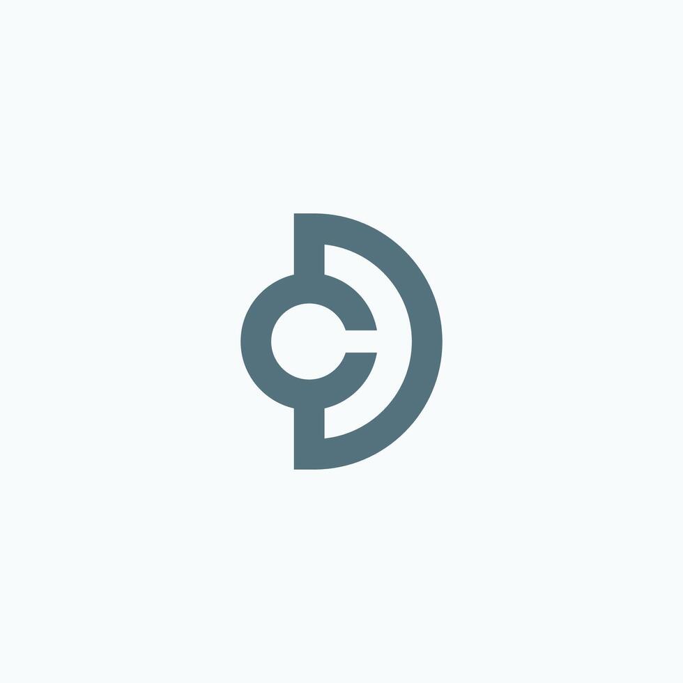 initial logo cd, dc, d inside c rounded letter negative space logo vector