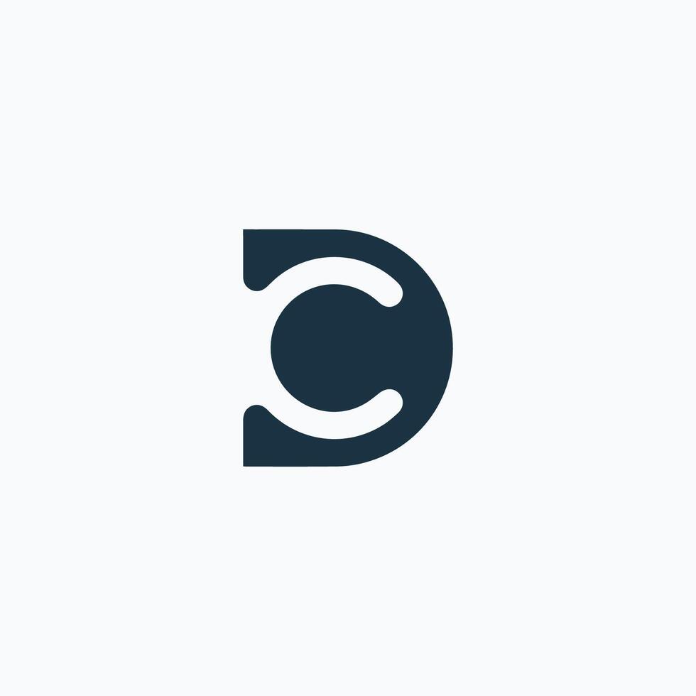 initial logo cd, dc, d inside c rounded letter negative space logo vector